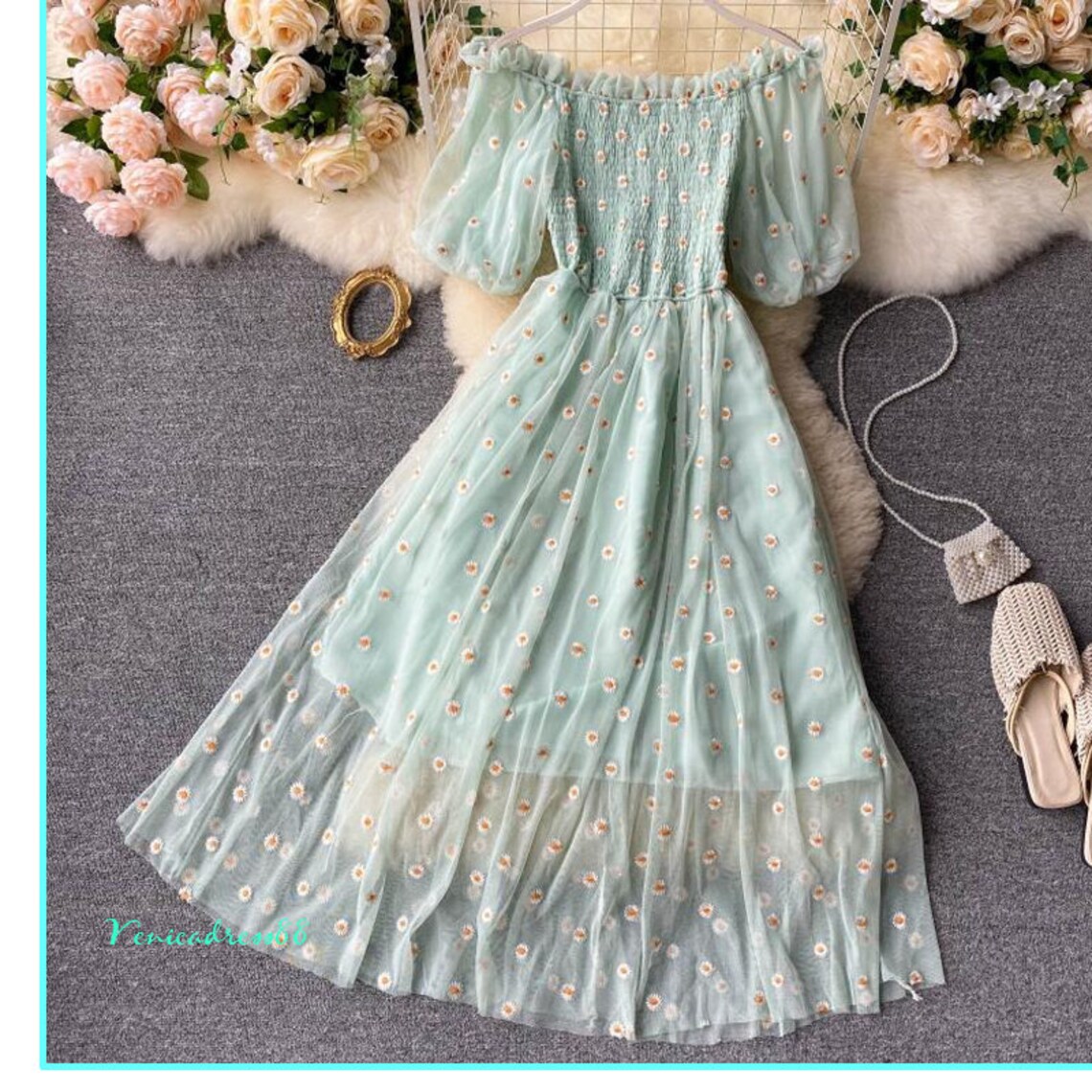 Yellow cottagecore sweet floral dress elegant summer dress Etsy