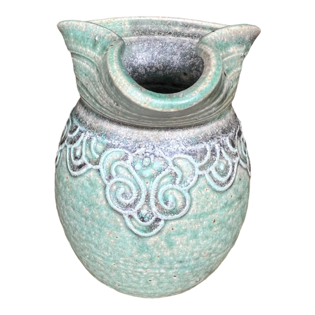 Vintage Handmade Stoneware Pottery Handleless Pitcher Vase Etsy