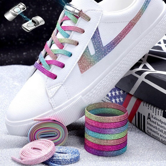 GUSTVE No Tie Laces Elastic Lock Quick Laces Lazy Laces Adult Kids Sneakers  Shoe Laces White