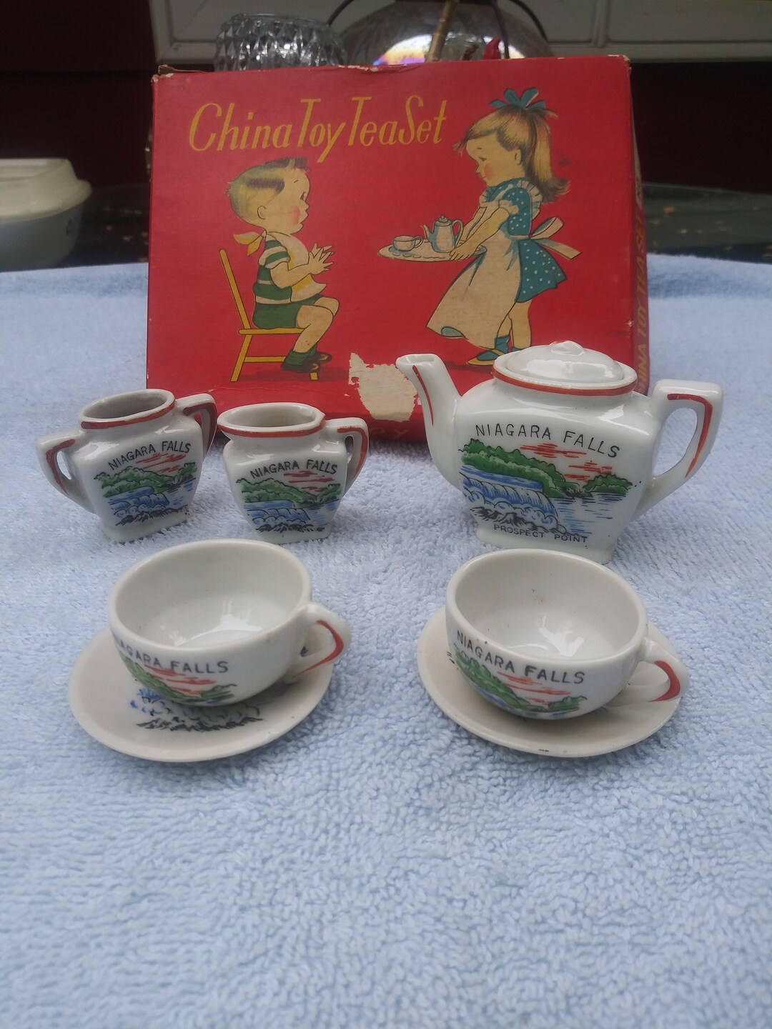 Vintge China Mini Toy Tea Set Niagara Falls Souvenir Set Etsy