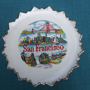 Vintage San Francisco CA Souvenir Plate Gold Trim Souvenir