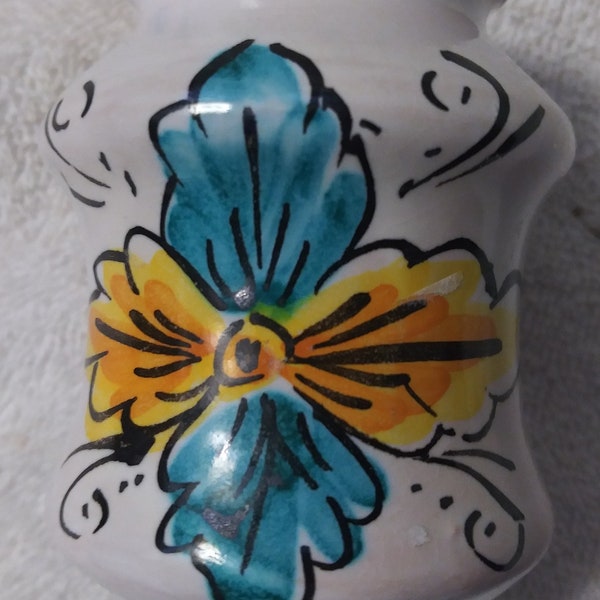 Toothpick Holder or Flower Vase Hand Painted from La Piazetta Caltagirone Italy Souvenir