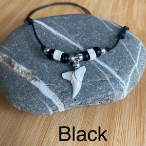 Shark tooth pendant, surfer jewellery, adjustable cord, shark necklace, shark jewellery, beach necklace. Ideal gift.