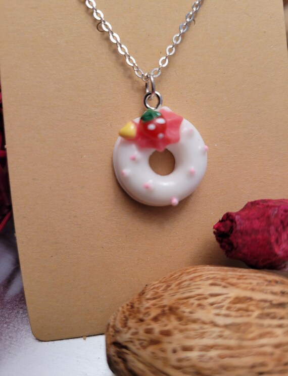 White Donut Necklace Etsy