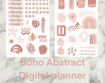 Digital planner stickers boho abstract stickers  printable stickers