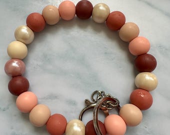 Blush Tone 15mm Silicone Beaded Wristlet | Autumn Collection