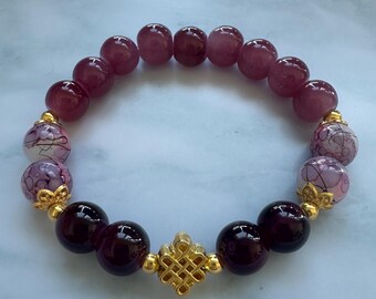 Handmade Purple Marble Glass Beaded Bracelet | Royal Design