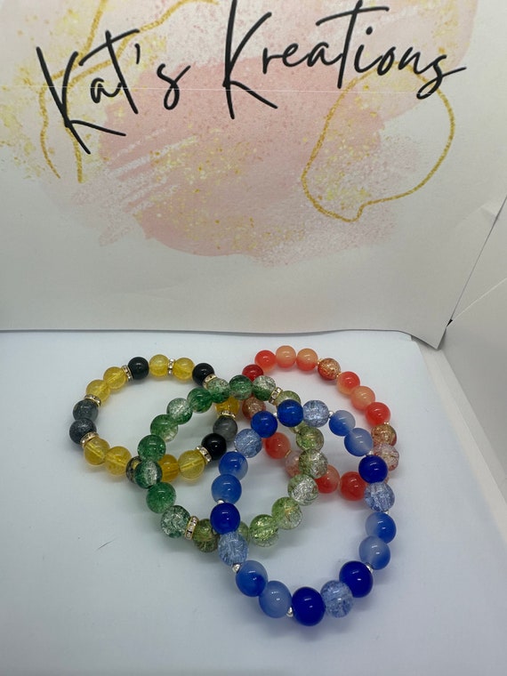 Harry Potter Hogwart House Glass Beaded Bracelet Handmande Ravenclaw Slytherin Hufflepuff Gryffindof Elegant Etsy Canada