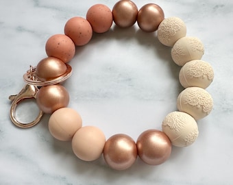 Autumn Spice Silicone Bead Wristlet | Rose Gold Hardware