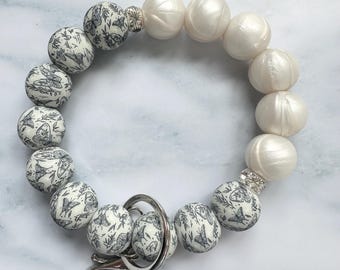 Butterfly Pearl Wristlet | White Pearl, Silver Accents