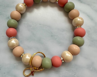 Strawberry Ice Silicone Beaded Wristlet | Gold Accents