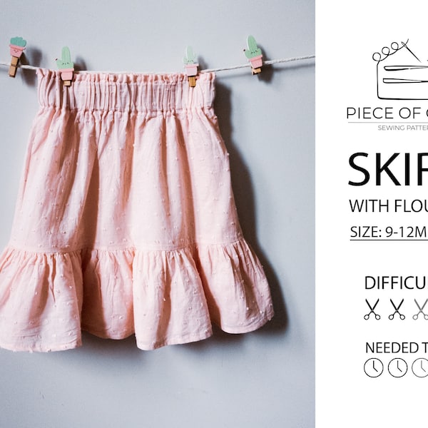 Skirt for girl | skirt pdf pattern | Skirt with flounce pdf pattern| skirt for girl 1-6 y