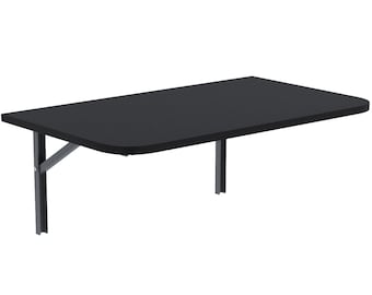 SCHWARZ | Wandklapptisch mit abgerundeten Ecken Klapptisch Wandtisch Küchentisch Schreibtisch Kindertisch halbrunder Wandtisch