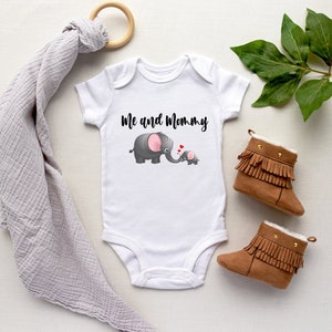 Elephant Baby Grow &quot;Me And Mommy/Mummy&quot; - This Onesie Is An Idea First Mothers Day Gift