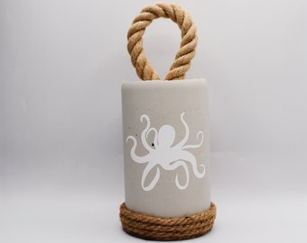 Cement doorstop, Octopus door stopper, Heavy concrete doorstop, Coastal beach decor, Buoy doorstop, Doorstop with handle, Handmade decor