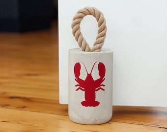 Cement doorstop, Red lobster door stopper, Heavy concrete doorstop, Nautical Decor, Buoy doorstop, Doorstop with handle, Handmade decor