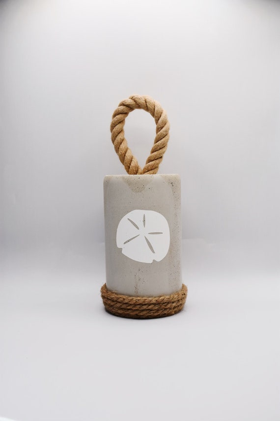Cement doorstop, Sand Dollar door stopper, Heavy concrete doorstop, Coastal beach decor, Buoy doorstop, Doorstop with handle, Handmade decor