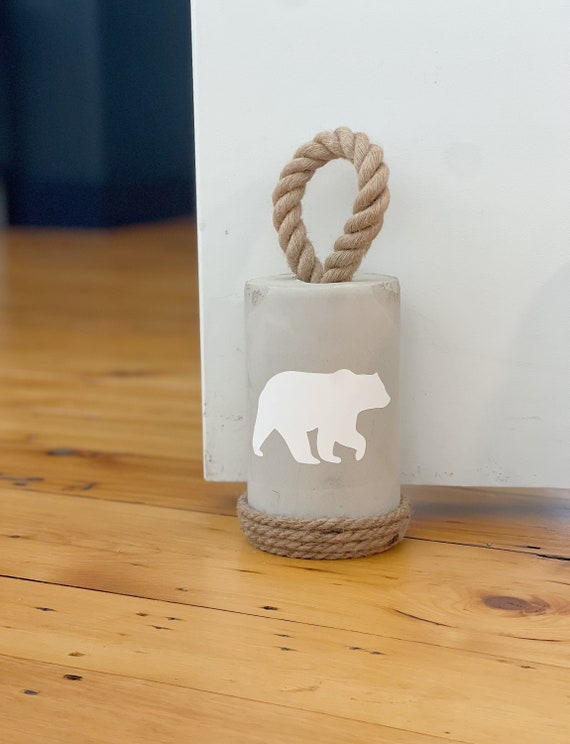 Cement doorstop, Black bear, Wildlife door stopper, Heavy concrete doorstop, Door holder, Doorstop with handle, Handmade decor, Gifts