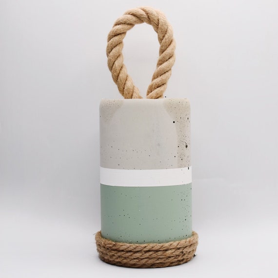Cement doorstop, Sea foam blue door stopper, Heavy concrete doorstop, Nautical Decor, Buoy doorstop, Handmade decor, Jute base, Unique gifts