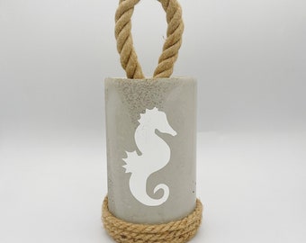 Cement doorstop, Seahorse door stopper, Heavy concrete doorstop, Nautical Decor, Doorstop with handle, Handmade decor, gift for her