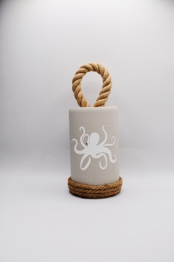 Cement doorstop, Octopus door stopper, Heavy concrete doorstop, Coastal beach decor, Buoy doorstop, Doorstop with handle, Handmade decor