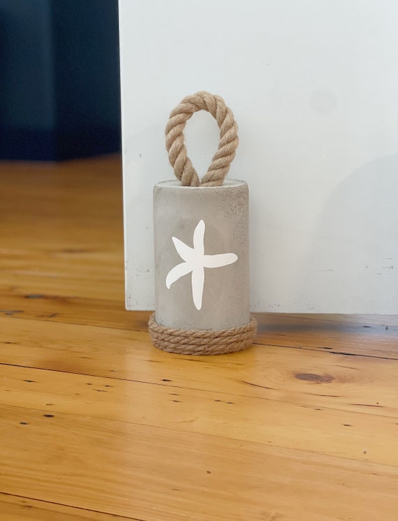 Cement doorstop, Starfish door stopper, Heavy concrete doorstop, Coastal beach decor, Buoy doorstop with handle, Handmade decor, Gifts
