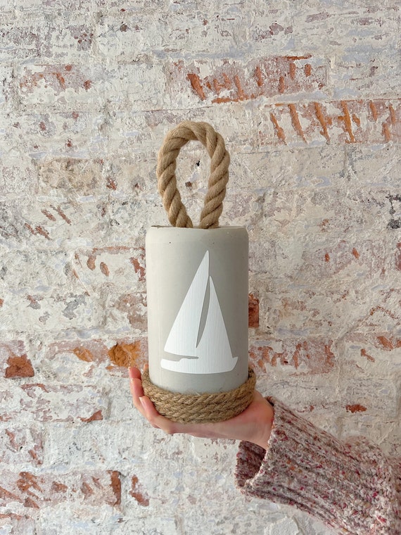 Cement doorstop, Sailboat door stopper, Heavy doorstop, Nautical Decor, home accent piece, unique gift, Handmade decor, Gifts, Nautical
