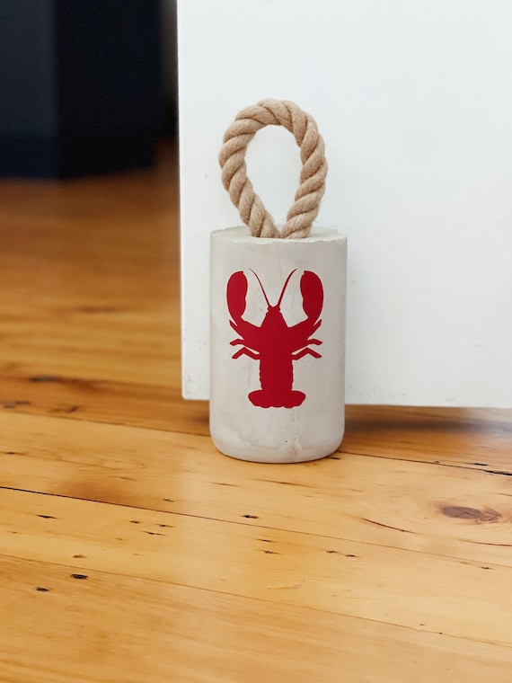 Cement doorstop, Red lobster door stopper, Heavy  doorstop, Nautical Decor, Buoy doorstop, Doorstop with handle, Home accent, handmade