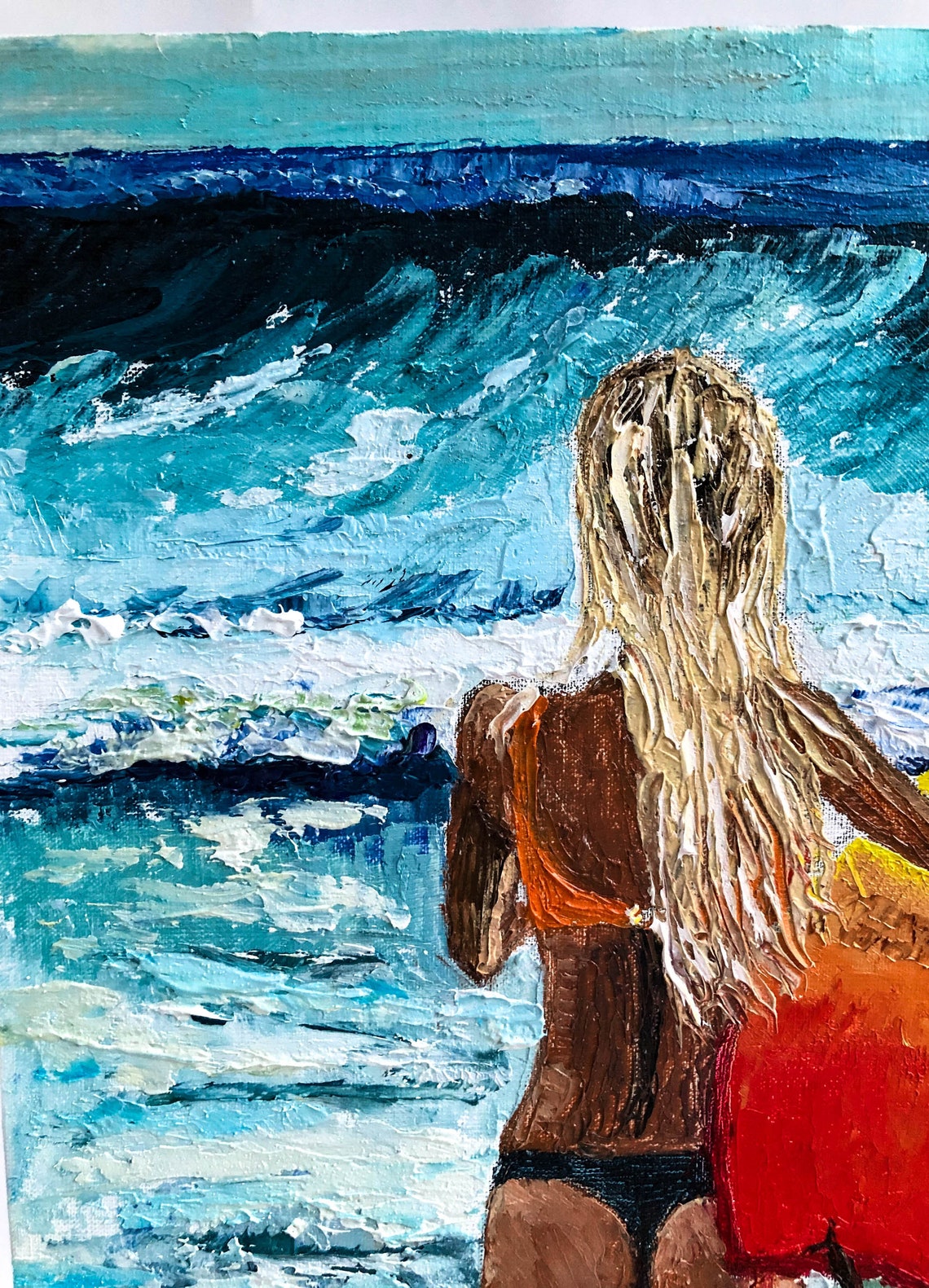 Surfer Painting California Original Art Surfing Wave Artwork Etsy
