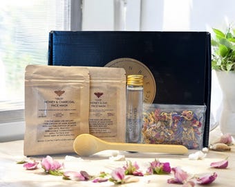 Mini Facial Kit: Honey Oat Mask, Lavender Steamer, Eco-Friendly Gift, self care box, birthday gift