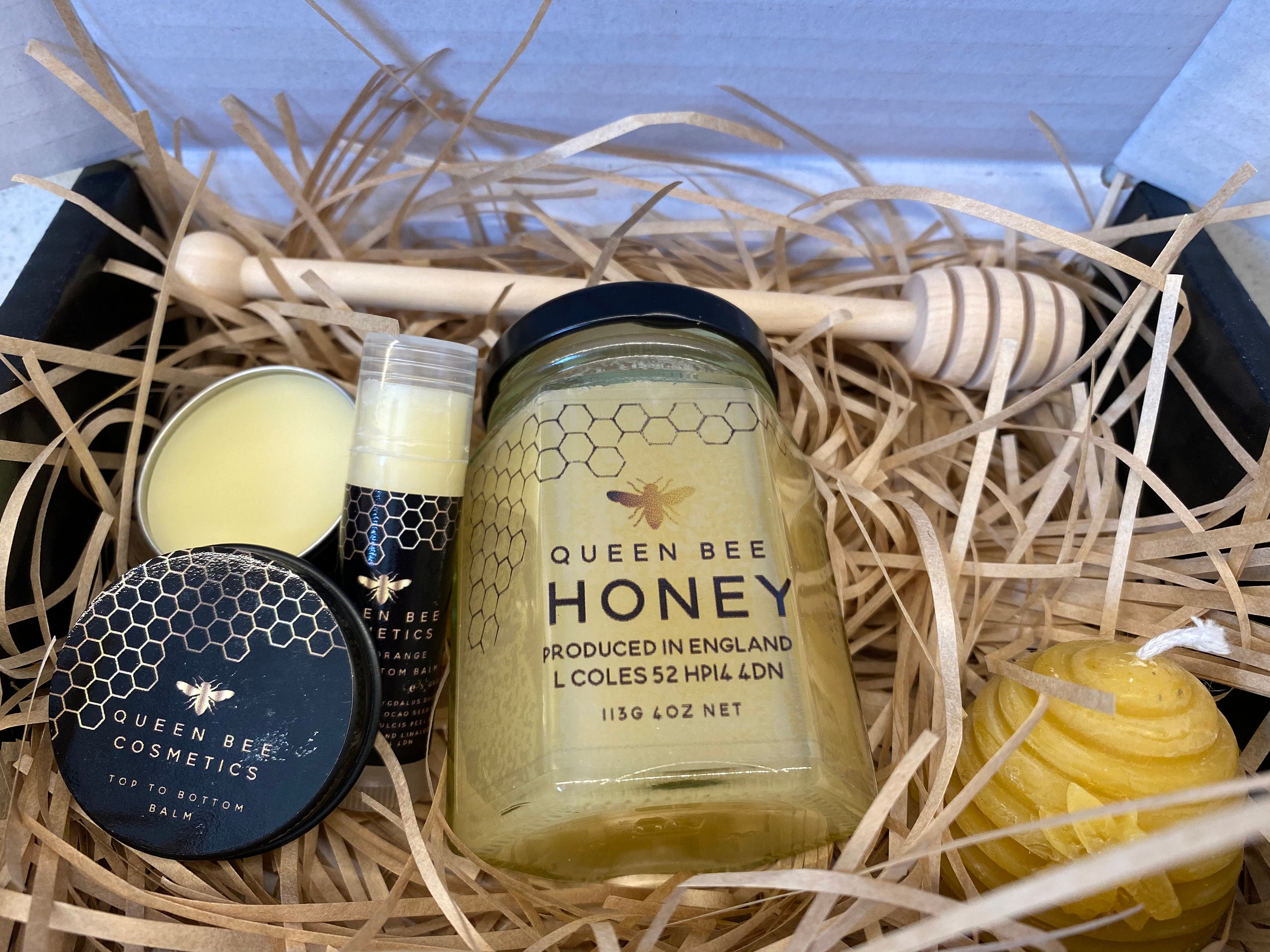 Honey Bee Gift set Raw Honey Natural Balms Beeswax Candle Etsy