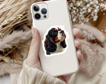 Tricolor Cavalier King Charles Spaniel vinyl stickers
