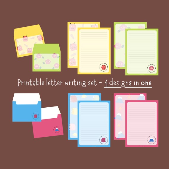 Printable Letter Writing Set 4designs: Letter Paper Envelope / - Etsy