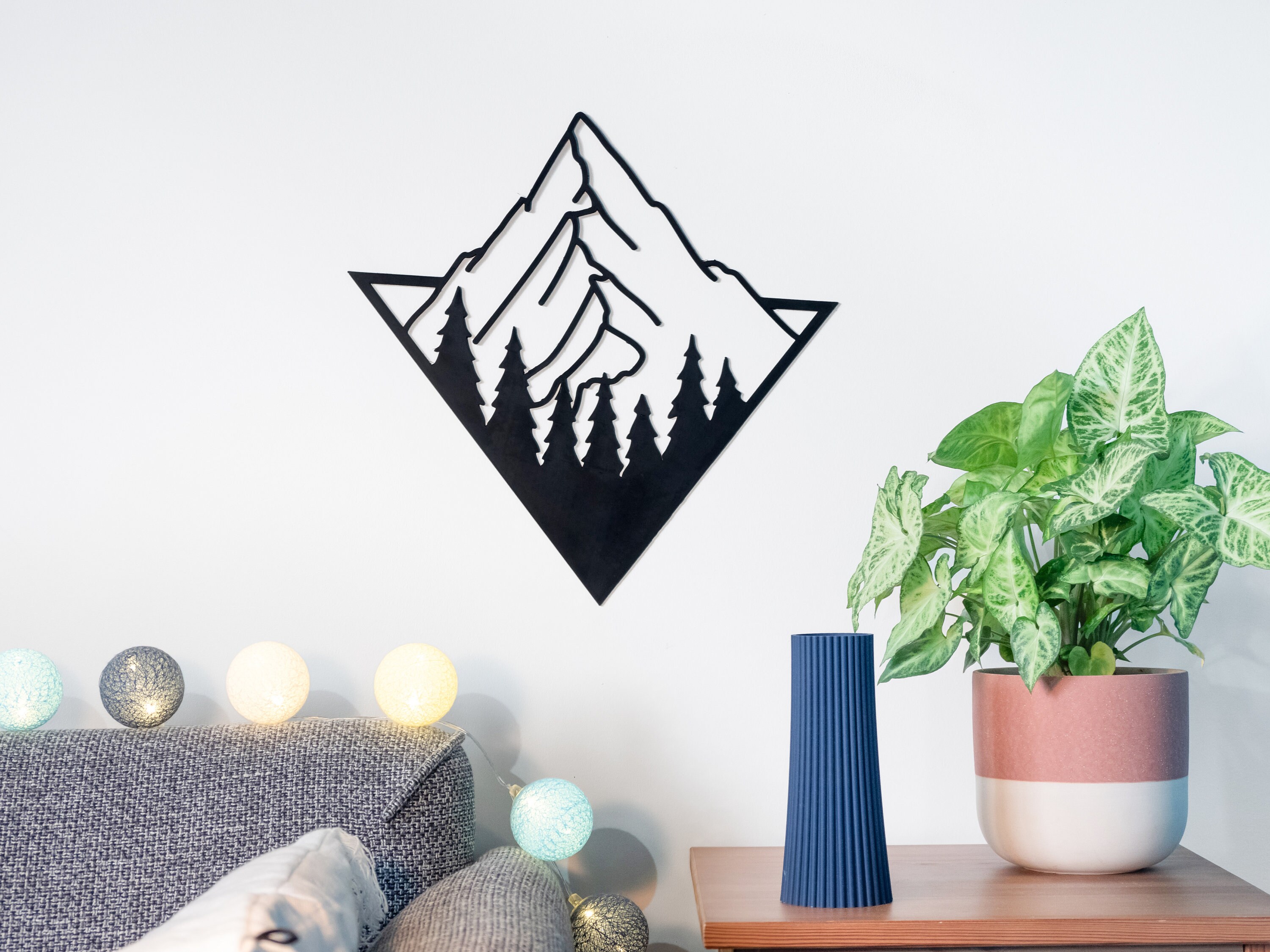 Decoración de pared de montaña con efecto metálico - Etsy España