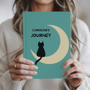 Personalized Black Cat Moon Journal, Custom Name Hardcover Notebook, Gift for Writing Lovers, Her, Him, Best Friend, Birthday Gift