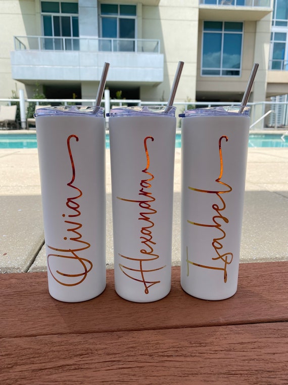 Personalized Tumbler / Skinny Tumbler / Custom Tumbler / Bachelorette Party / Bridesmaid Gift / Stainless Steel Tumbler / Personalized Cups