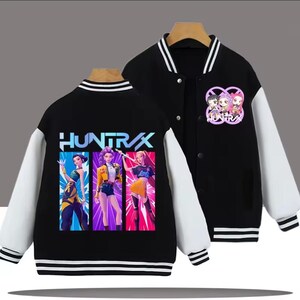 Produktbild von Kpop Demon Hunters Jacke Pop Hunters Sweatshirt Kinder - Koreanische Baseballjacke Mit Reißverschluss Pop Hunter Sweatshirt