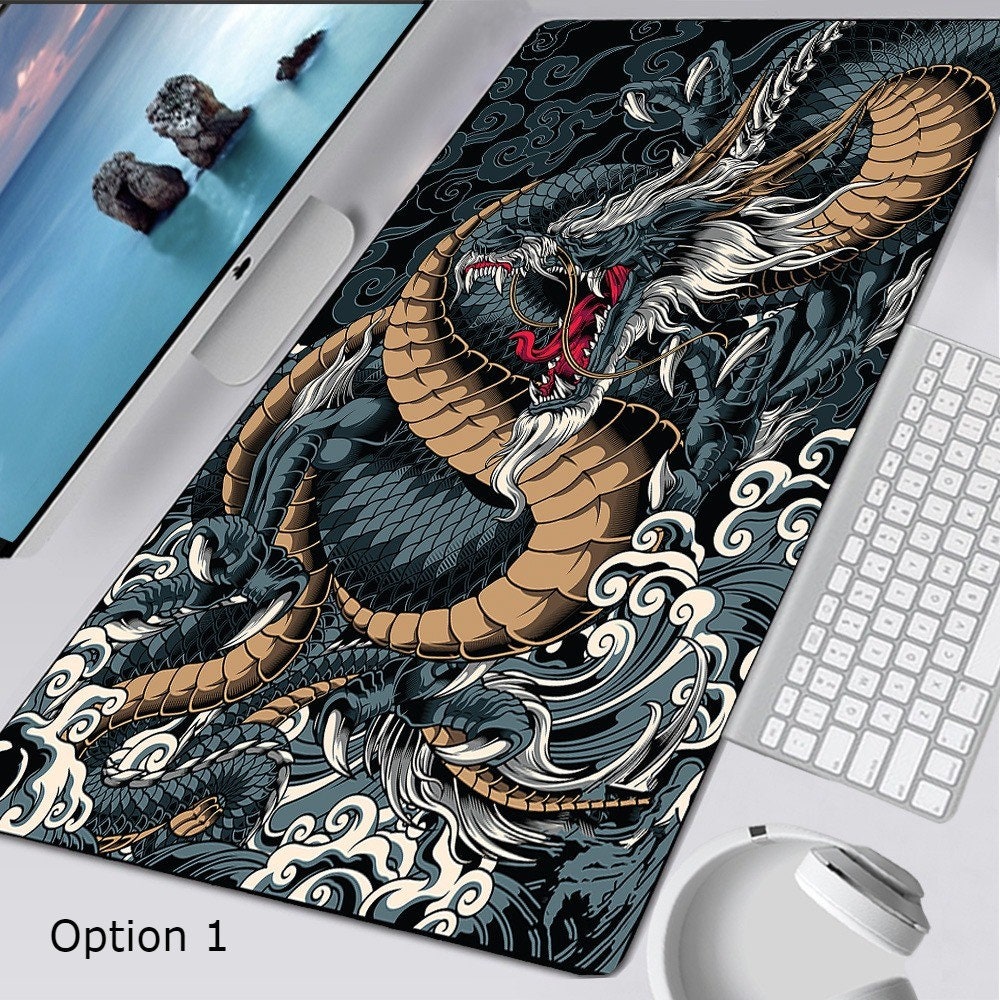 Tapis de souris gaming, XXL, 800 x 300 mm, peinture à l'encre du Japon,  montagne Fuji