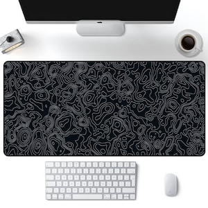 Black and White Swirl Desk Mat / Japanese Desk Mat / Mouse Pad / Mechanical Keyboard / Many Designs