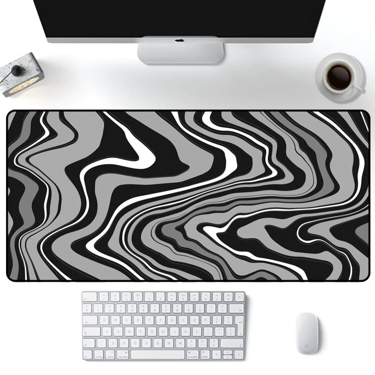 Minimalistic Swirl Desk Mat / Japanese Desk Mat / Mouse Pad / Etsy