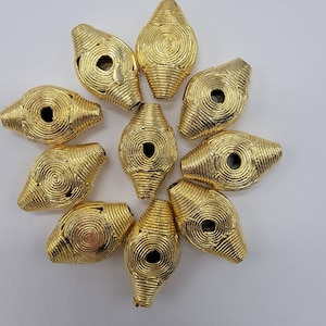 Bi-cone Brass Beads, lost Wax Method, African Brass Beads
