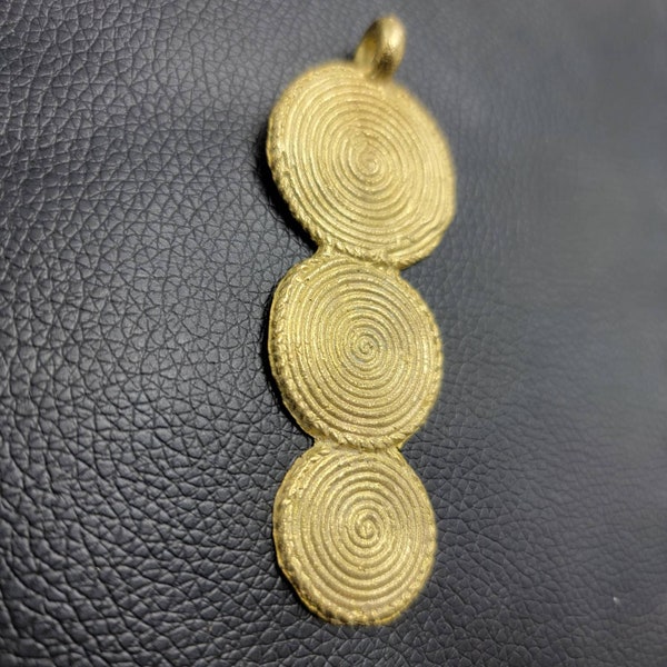 3 Swril Brass Pendant, Raw Brass Bead, Lost Wax