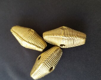 Bi-cone Hole Handmade Bead, African Brass Beads
