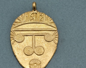 Face Mask Pendant, Ashanti Brass Beads