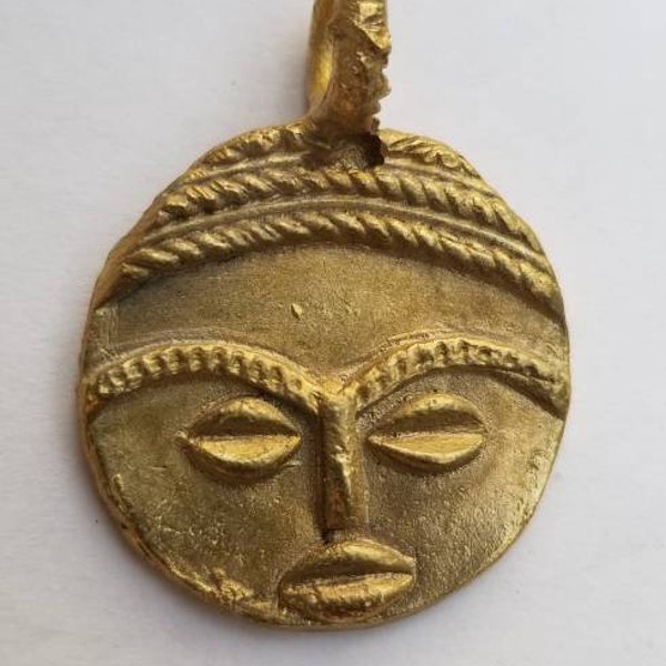 African Metal Mask, Ashanti Brass