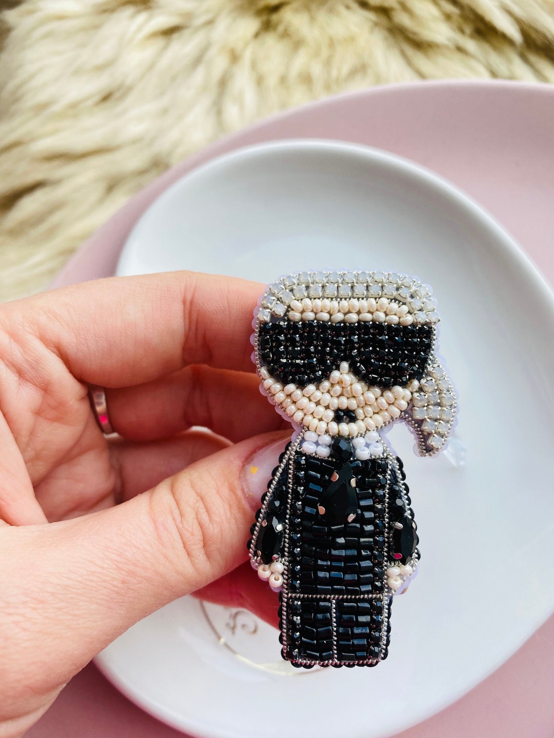 Beaded Brooch Designer Karl Lagerfeld Stylish Brooch Perhaps beaded-brooch-designer-karl-lagerfeld-stylish-brooch-perhaps