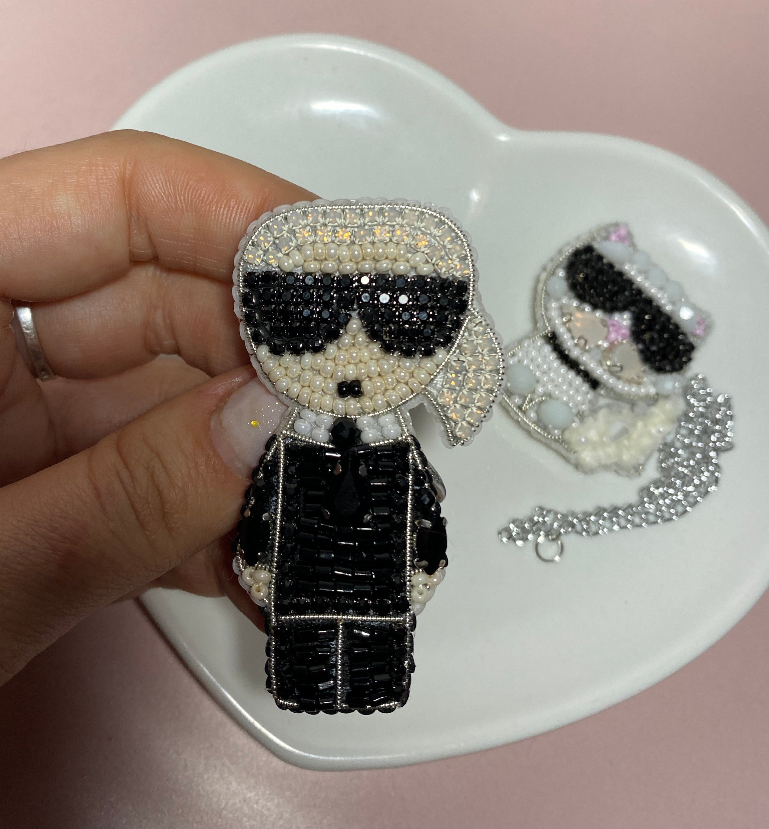 Karl Lagerfeld Beaded Brooch Designer Brooch Choupette The Cat Brooch karl-lagerfeld-beaded-brooch-designer-brooch-choupette-the-cat-brooch
