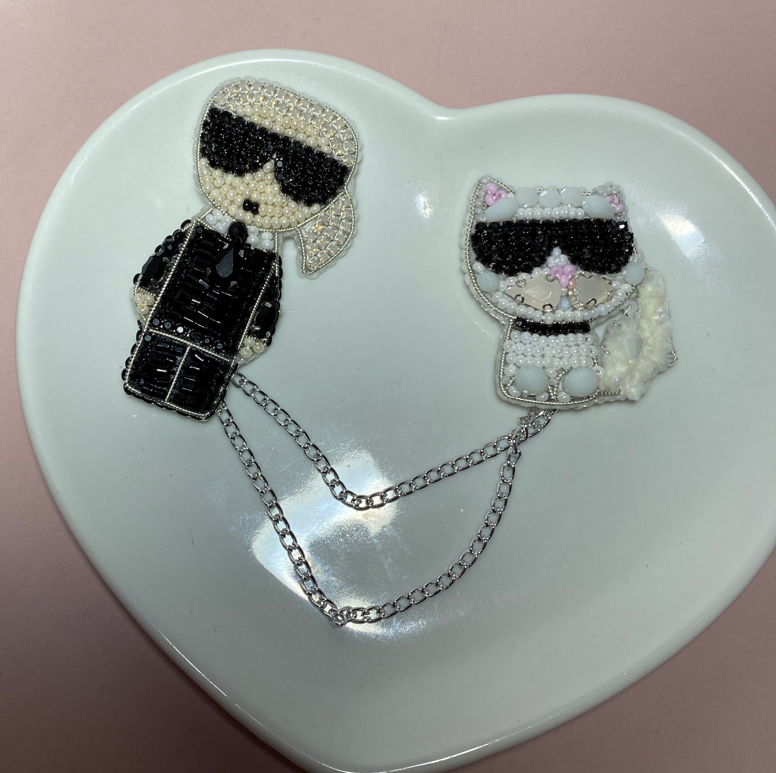 Karl Lagerfeld Beaded Brooch Designer Brooch Choupette The Cat Brooch Karl Lagerfeld Beaded Brooch Designer Brooch Choupette The Cat Brooch