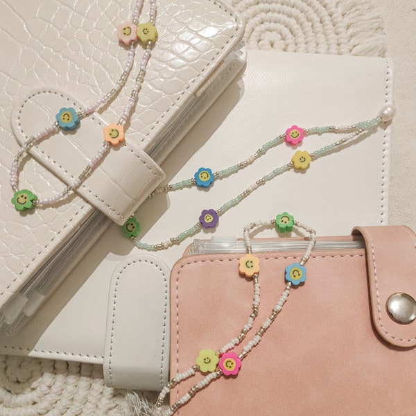 Budget Binder Anhänger Kette / Binder Kette / Handykette Smiley / Phone Chain / Phone Strap / Handy Chain / Handy Band / Phone Charm