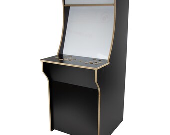 Kit de paquete plano de gabinete arcade vertical de tamaño 3/4 para 2 jugadores - Negro